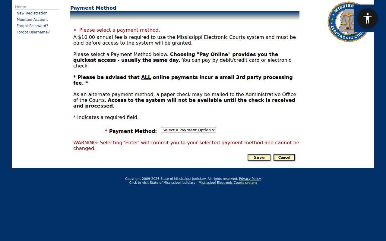 Franklin County case lookup PAMEC payment method