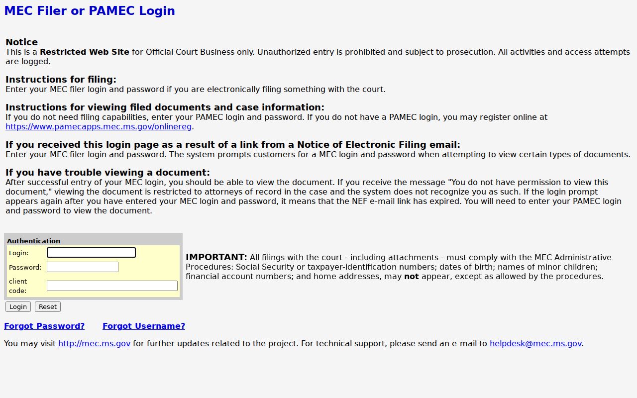 Franklin County civil docket Fourth Chancery PAMEC login