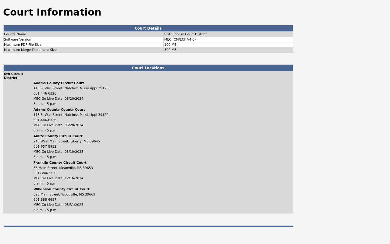 Franklin County criminal docket Sixth Circuit MEC court information