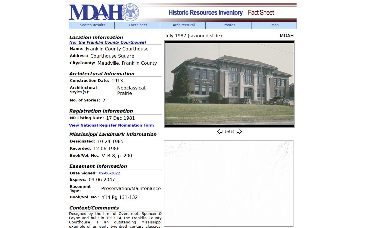Franklin County court docket courthouse history