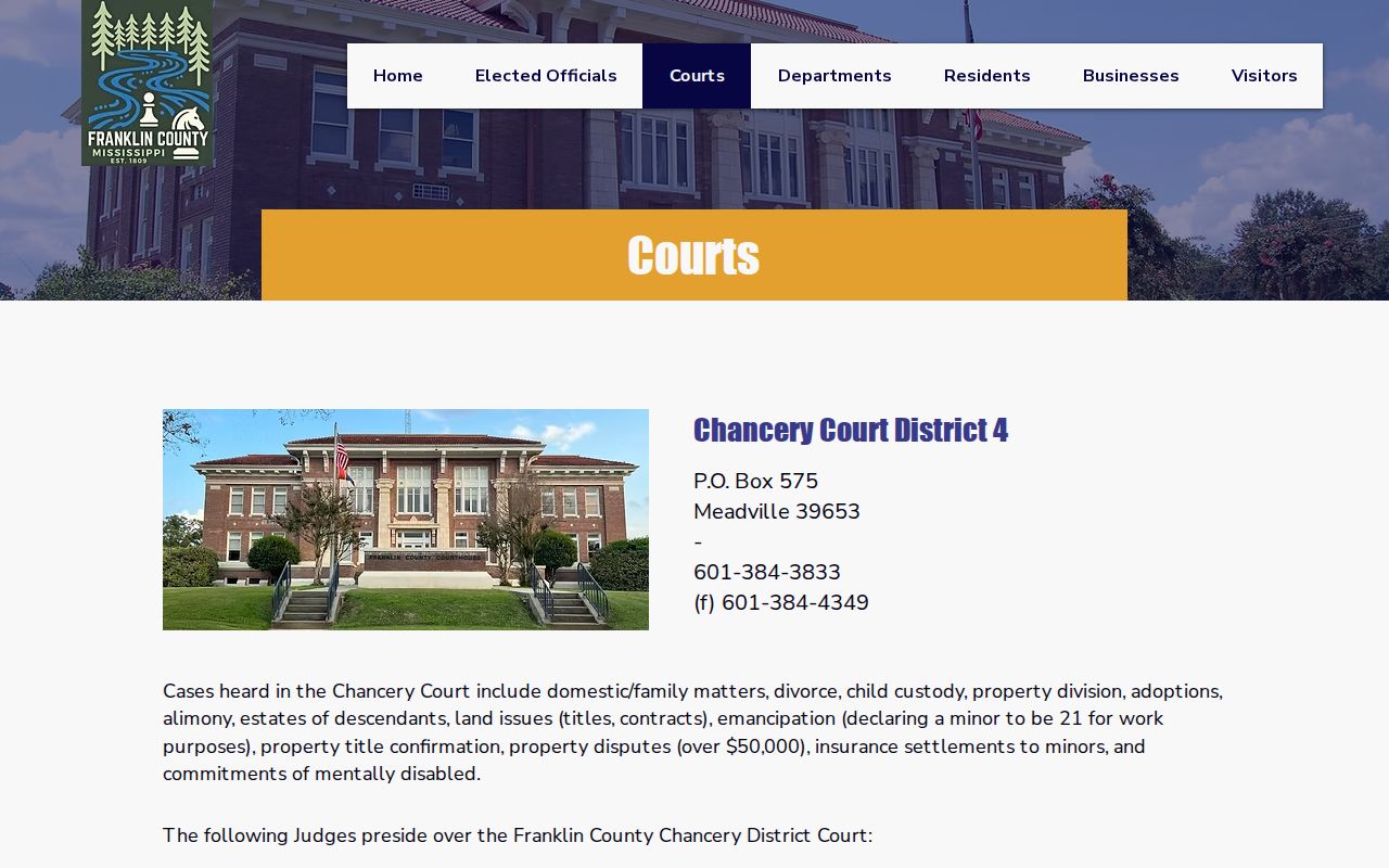 Franklin County court docket routing information