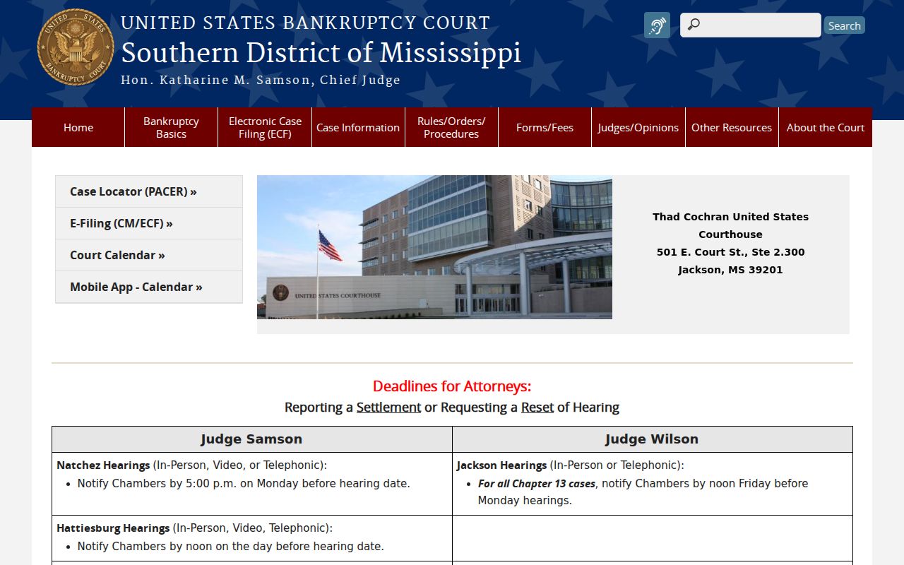 Roxie court record boundary with Southern District Mississippi Bankruptcy Court information